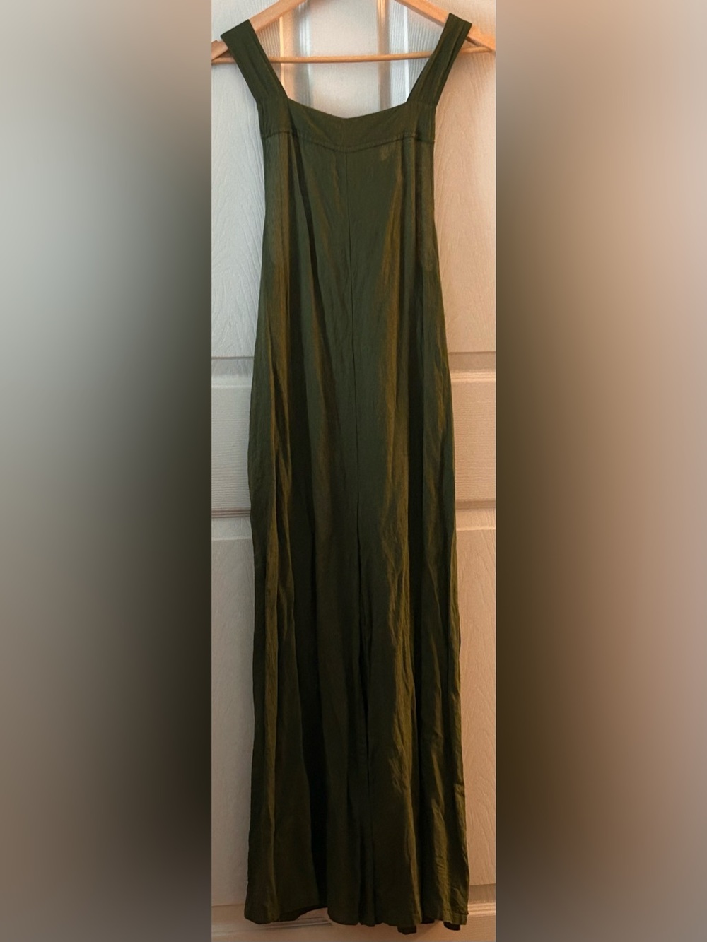 Haute Hippie Style Olive Green Linen Blend Wide Leg Cropped Jumper/Jumpsuit Med - Picture 4 of 7
